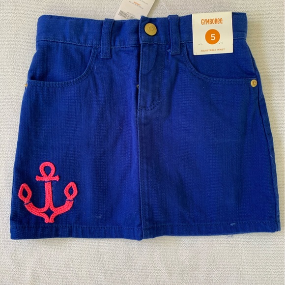 GYMBOREE NWT-GIRLS NAUTICAL SET sailboat top & anchor Skort neon pink/royal blue - Picture 3 of 13